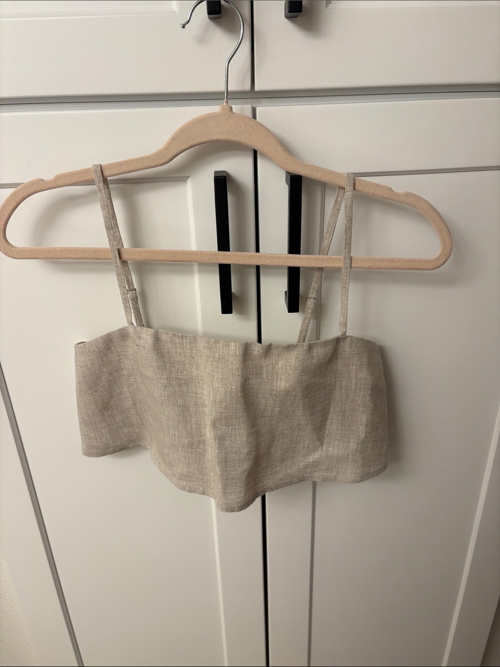 Reformation Beige Cropped Linen-Blend Cami